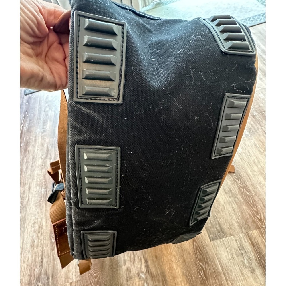 Pop's Kalahari Leather Trim Backpack Black Canvas Laptop Sturdy Bag Distressed - Picture 7 of 14